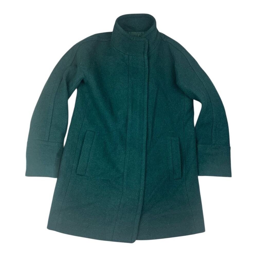 J crew size 6 small cocoon wool dark green Wool Blend Coat peacoat jacket
